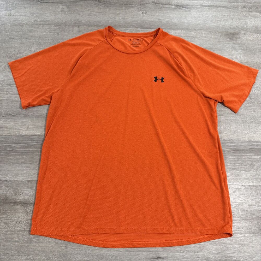 Under Armour Shirt Tech Tee Men's Orange Short Sleeve Athletic Performance 2XL